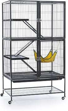 Prevue Pet Products 485 Feisty Ferret Home with Stand, Black Hammertone Small