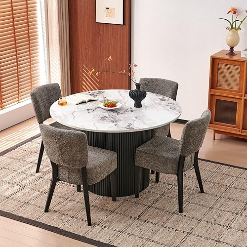 Miniatura 9 de Juego de 2 sillas de comedor tapizadas, modernas de mediados de siglo, respaldo curvado, sillas de cocina apilables con patas de metal negro para