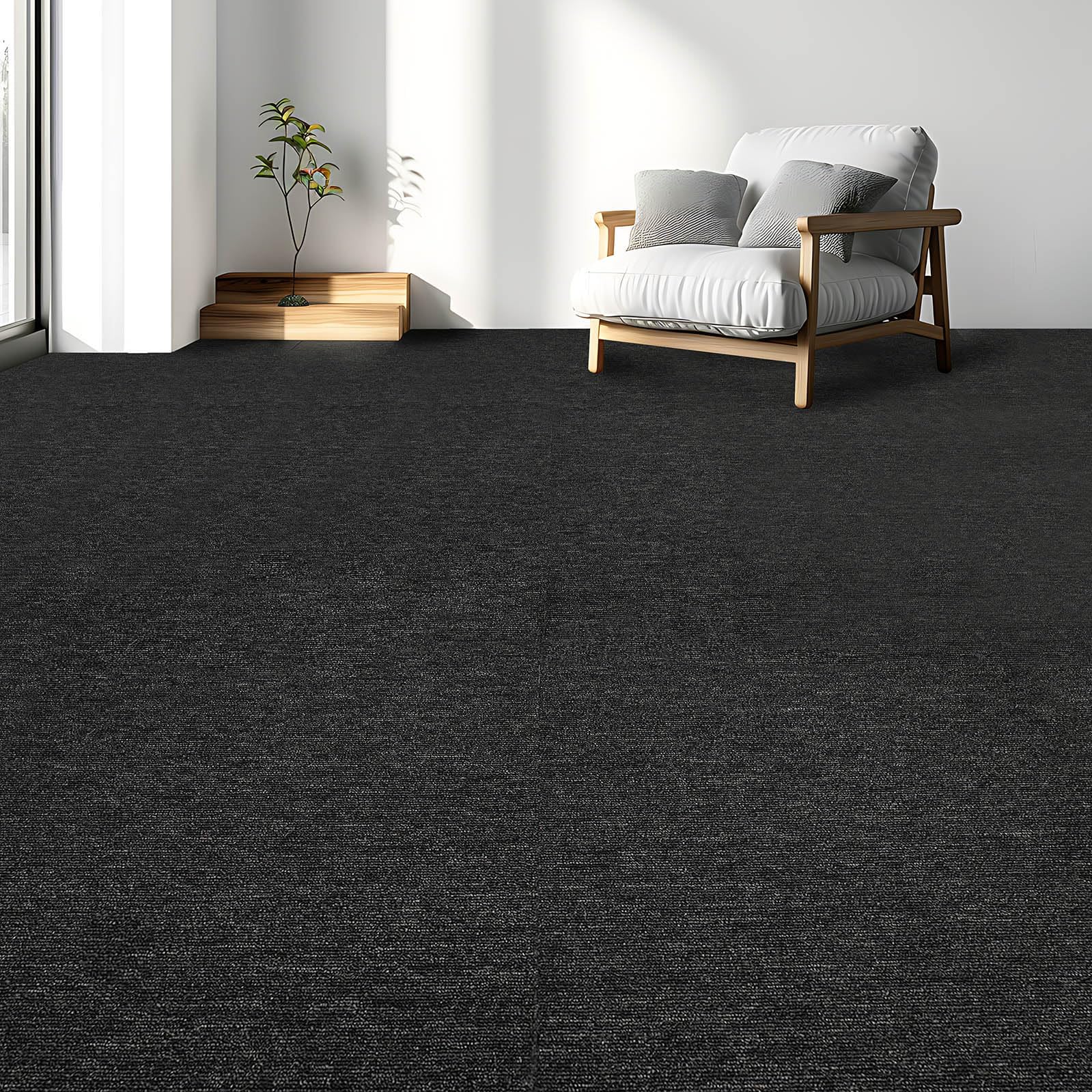 Actiasmat 50x50cm Carpet Tiles 5 Sq M Contract Flooring Tiles with Heavy Duty Bitumen Backing 20 Pack (Anthracite, 10cm Sample)
