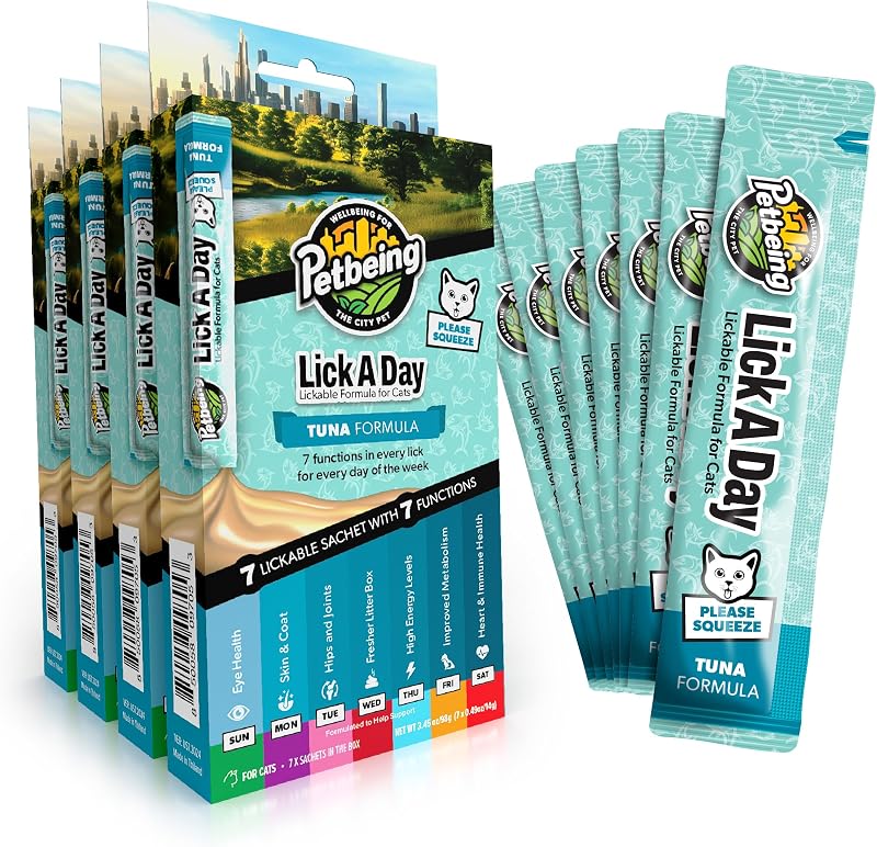 Petisco Cremoso para Gatos com Atum e Vitaminas PETBEING Lick a Day LAD-CAT-TUN, 28 Sachês