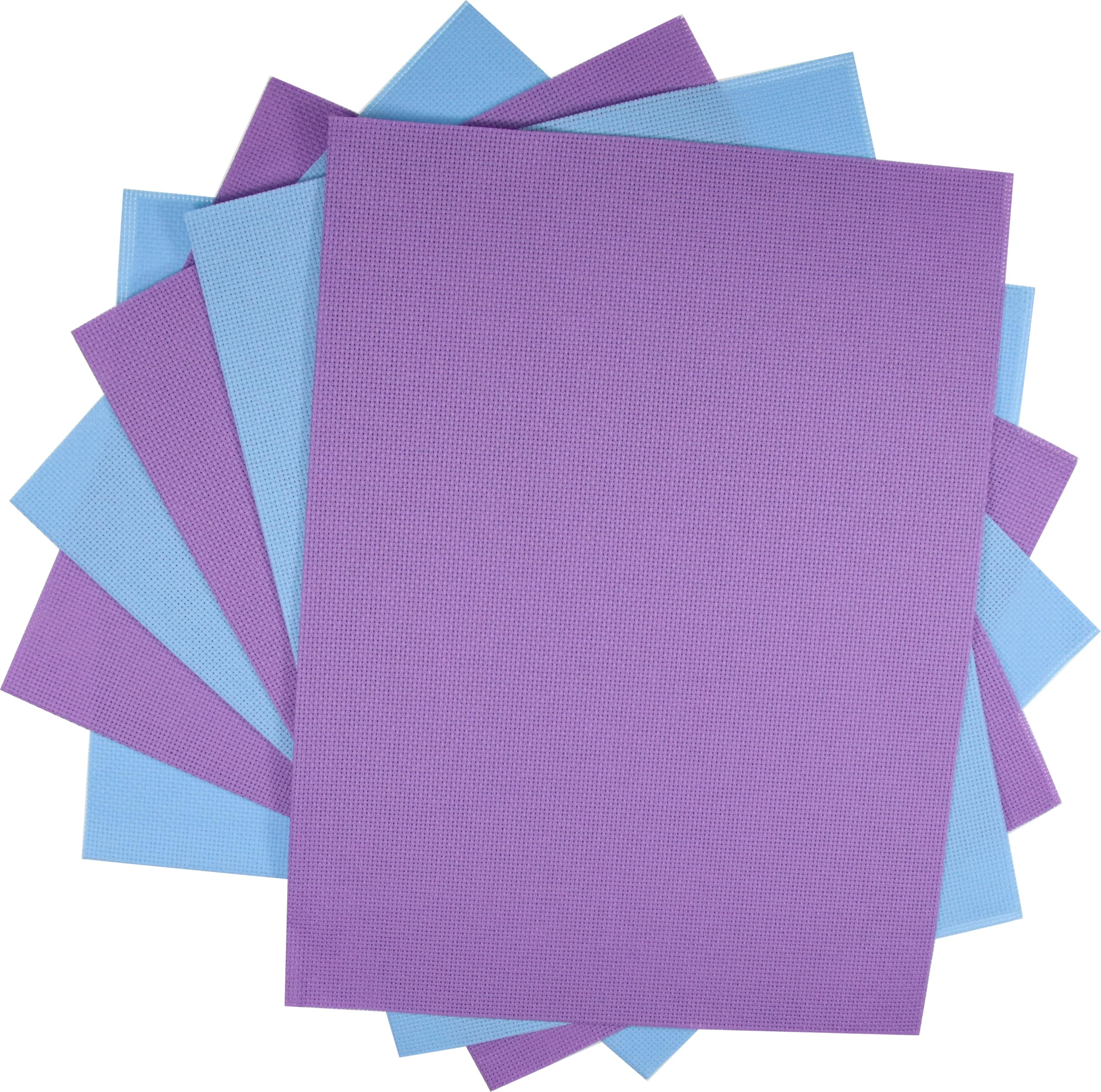 KCS 4/6 pc of 12" x 18" 30cmx45cm 16CT Counted Cotton Aida Cloth Cross Stitch Fabric (Lavender+Light Blue, 6 pc)