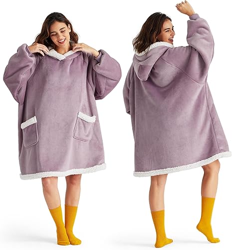 Vista 31 de Bedsure - Manta corta de sherpa para llevar puesta