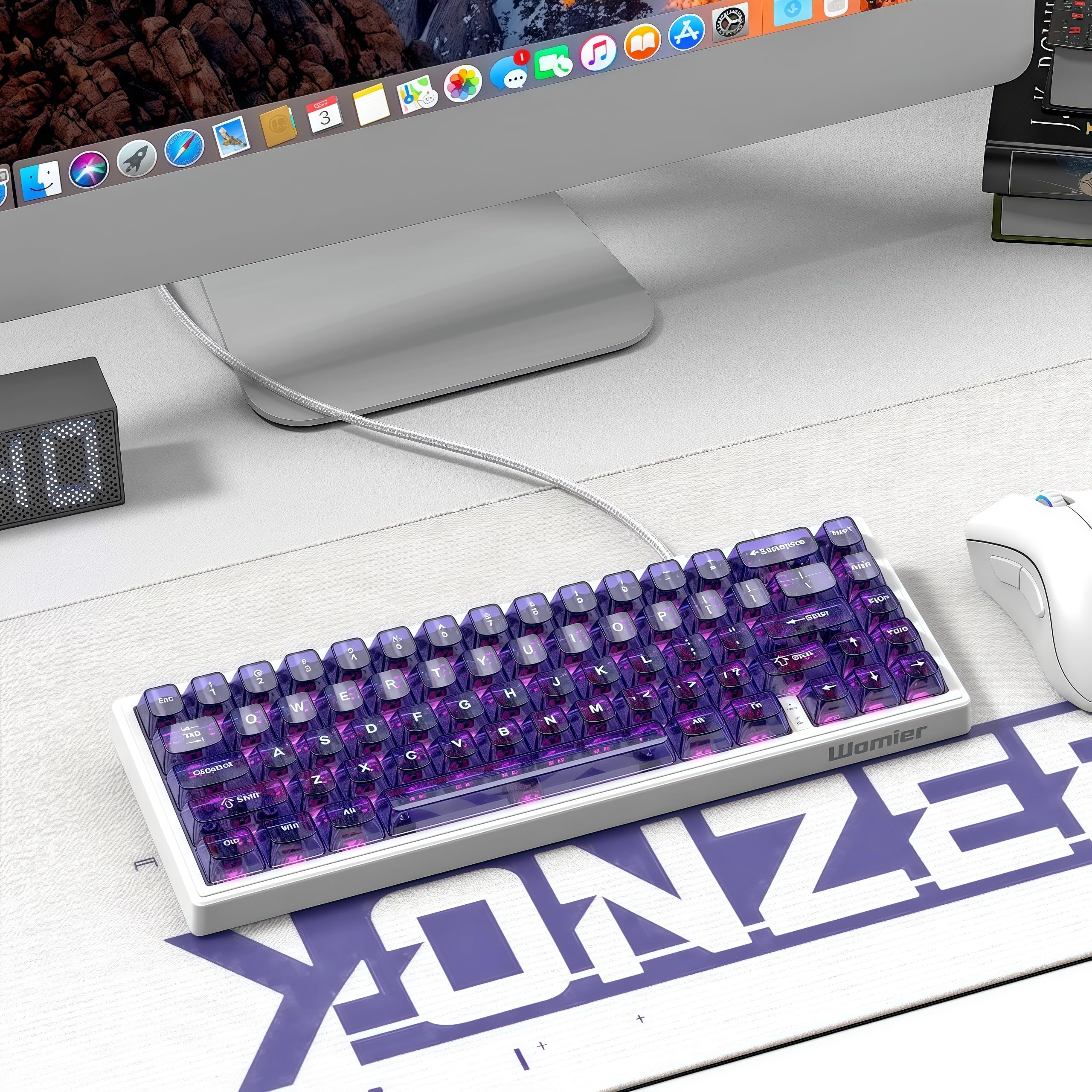 dagaladoo M68 HE V2 60% Wired Gaming Magnetic Keyboard with Adjustable Actuation,Hall Effect Gaming Keyboard Rapid Trigger,RGB HotSwap Custom Mechanical Keyboard,Purple Jelly keycaps trasparent