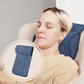 WdFour Headrest Memory Pillow, Support Cushions for Neck, Back or Foot for Sofas, Recliners, Office Chairs, Massage Chairs for Neck Pain Relief and Cervical Support. (Navy Blue, 13" Wx2.7 D)