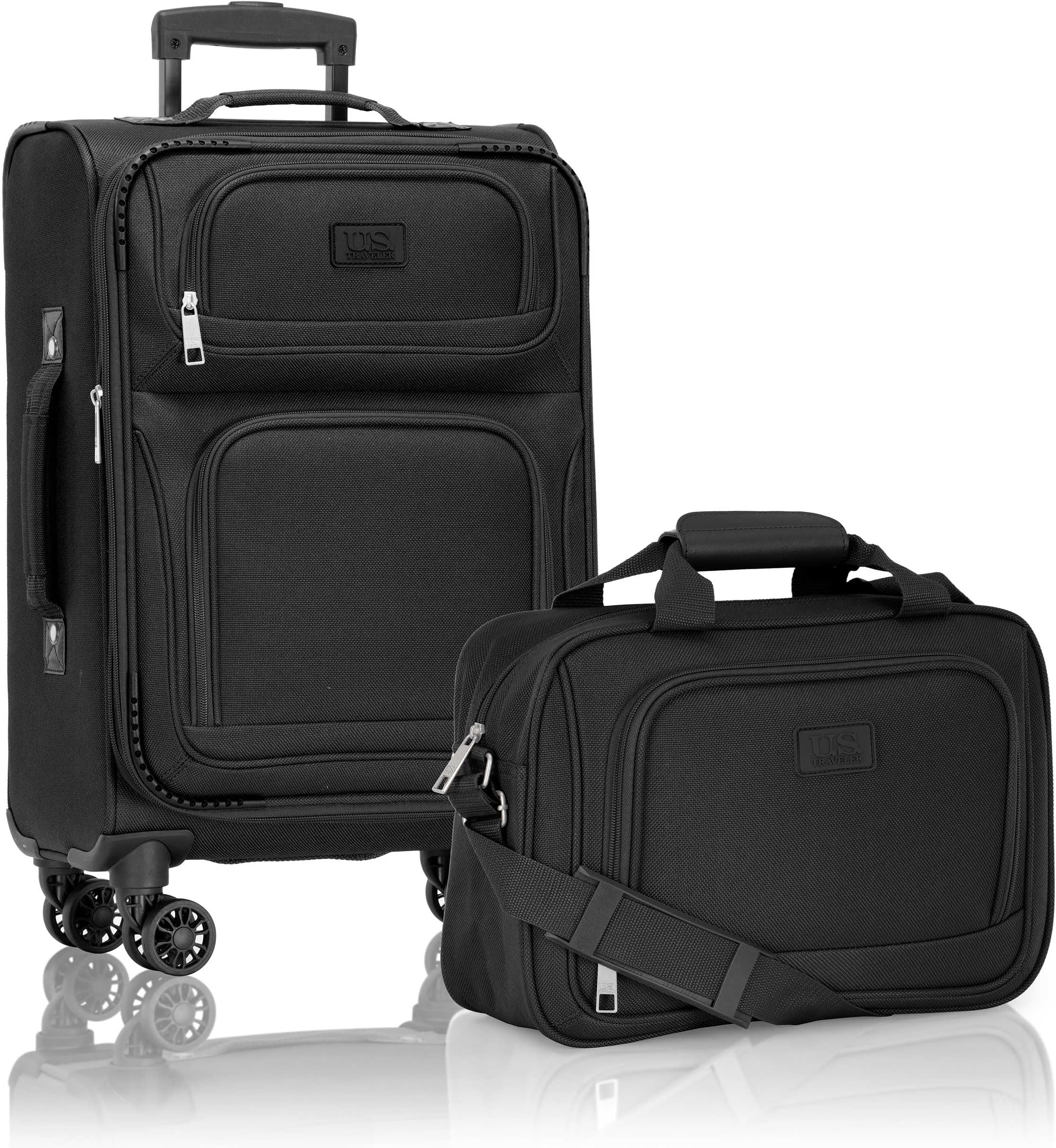 Rio Lightweight Softside Rolling Carry-on Suitcase, 4-Wheel Set, Black