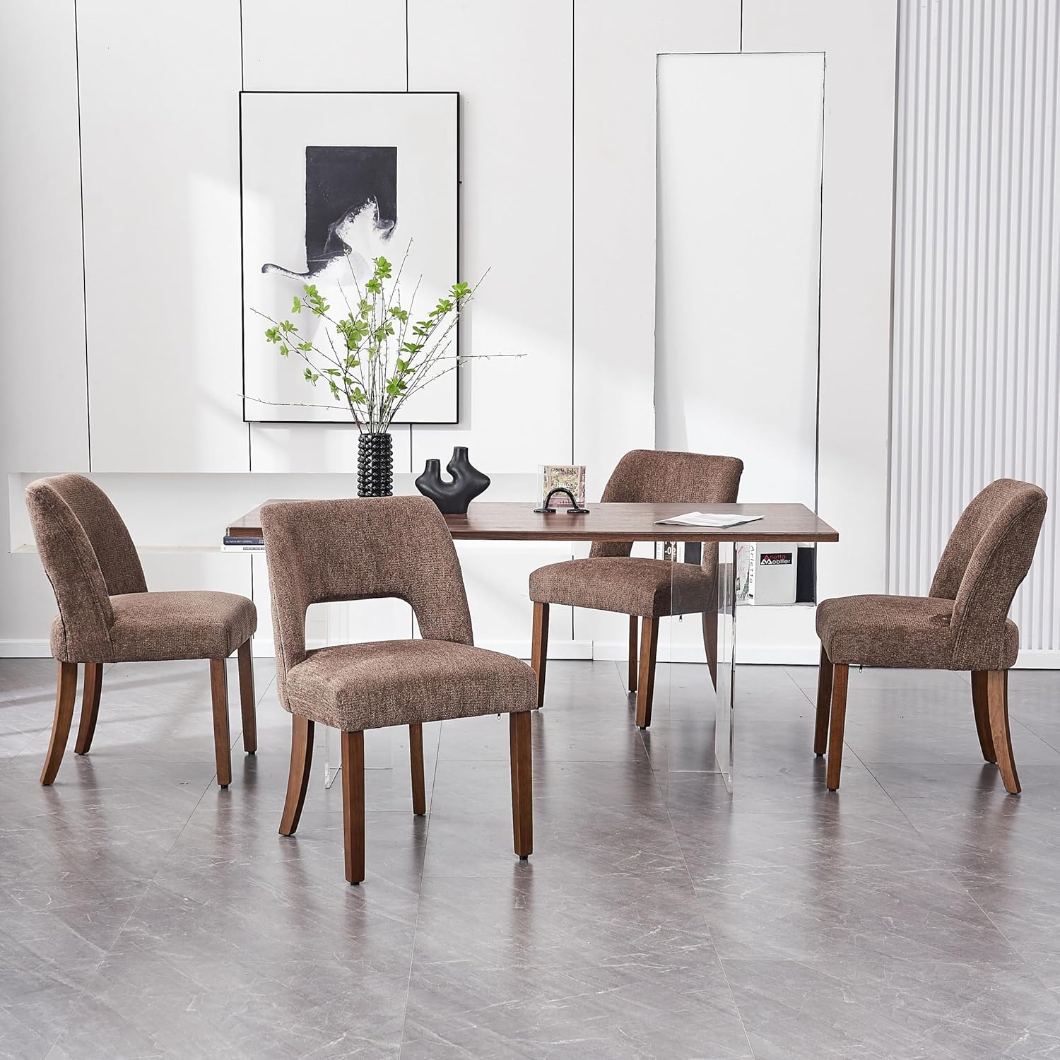 Set of four VKNOW dining chairs in a modern dining room setting
