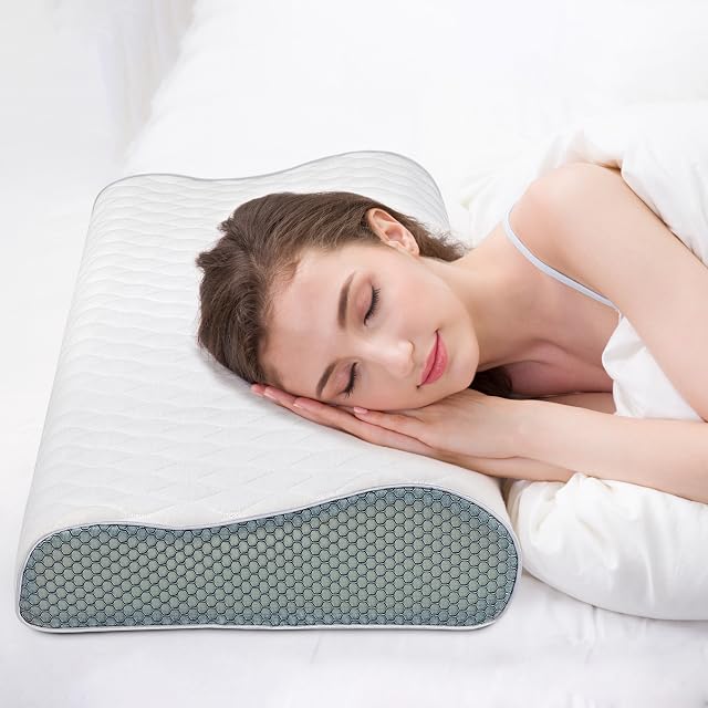 Fityou Memory Foam Pillow,Ergonomic Neck Support Contour Pillow,Orthopaedic Cervical Pillow,Sleeping Pillow with Zip for Side Sleepers,Back Sleepers,Washable Pillow Case,60 x 35 cm