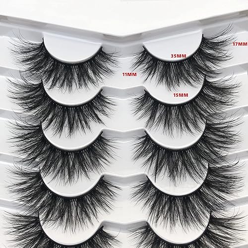 Miniatura 408 de Pooplunch Pestañas postizas de pelo de visón sintético, estilo de ojo de gato, paquete de pestañas postizas naturales esponjosas, paquete múltiple