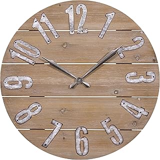 LaCrosse 404-3960W 23.5 Inch Rustic Wood Quartz Wall Clock