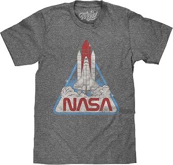 Tee Luv Men's NASA Space Shuttle Shirt - Retro NASA Worm Logo T-Shirt