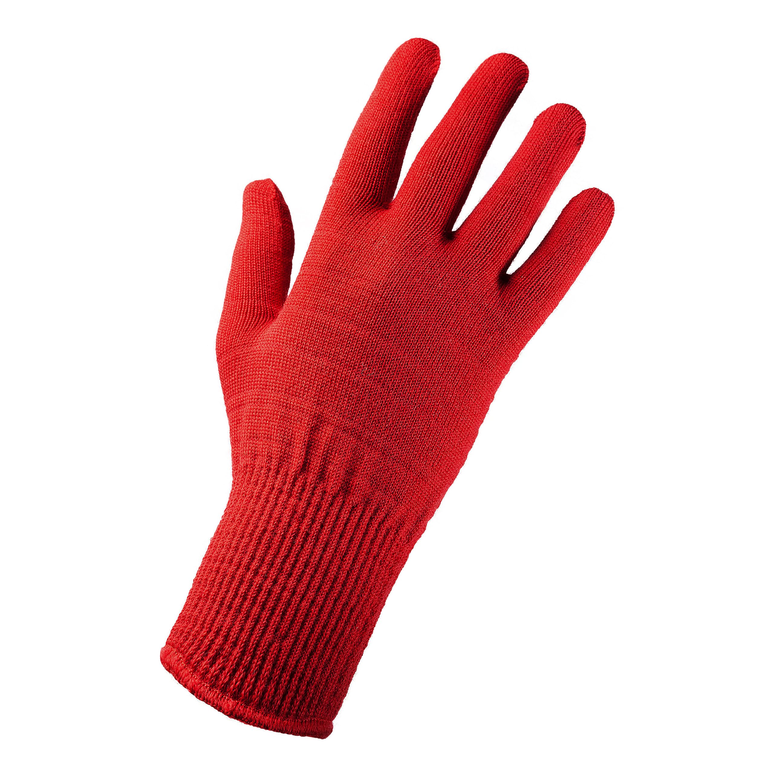Edz Unisex Red Merino Wool Thermal Liner Gloves - Xs