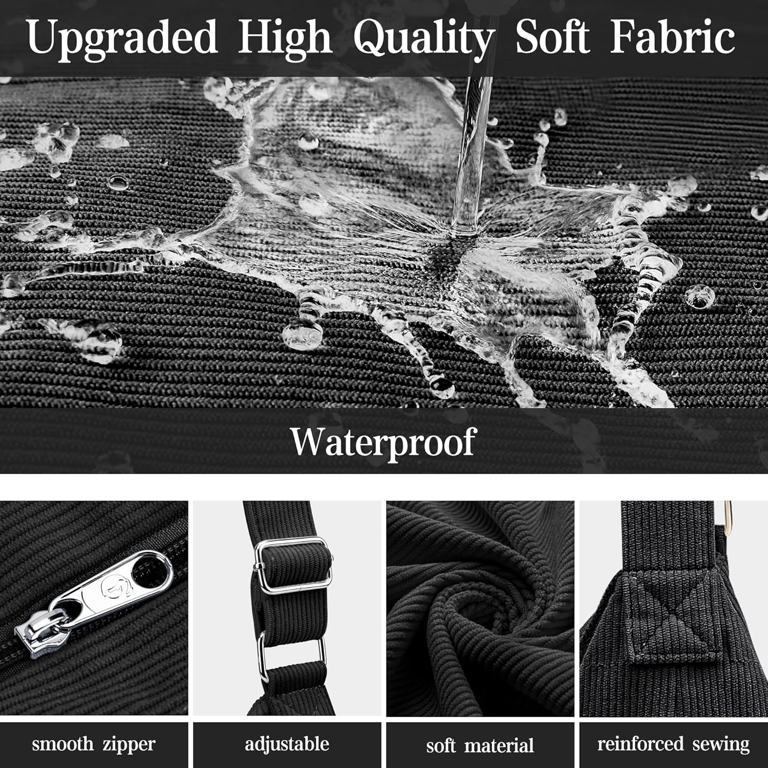 KALIDI Corduroy Tote Bag for Women Casual Zipper Tote Handbag Large Crossbody Hobo Shoulder Bag Work Fashion Women Purse - Image 5