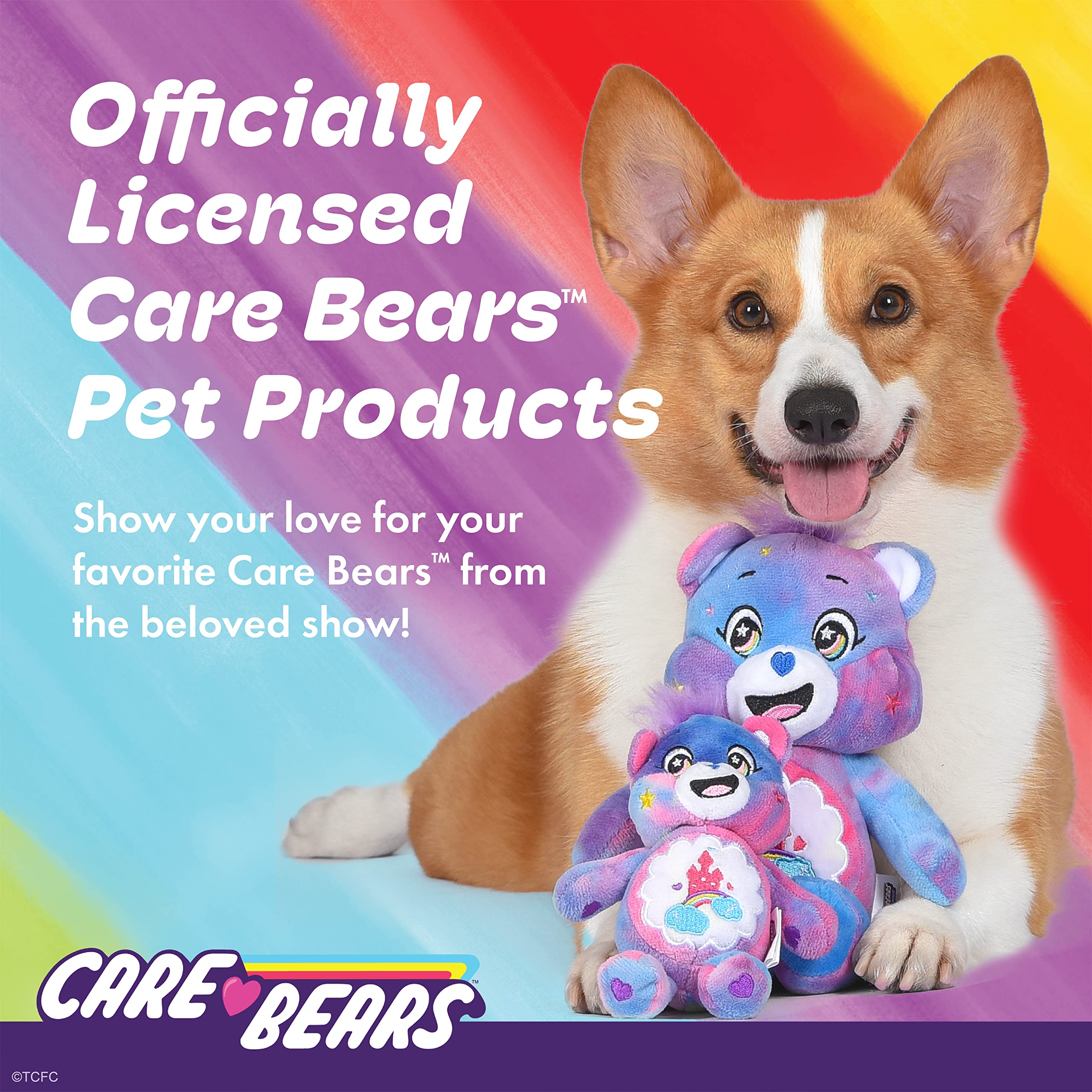 Care Bears Pet Plush Squeaky Toy Care-a-Lot Bear, 9” with Squeaker Inside, Multicolor, 9" - Image 3
