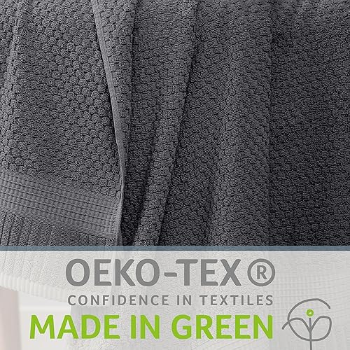 Miniatura 4 de NY Loft Paquete de 4 toallas de baño 100% algodón, supersuaves y absorbentes, de secado rápido, 30 x 52 pulgadas, algodón texturizado y duradero,