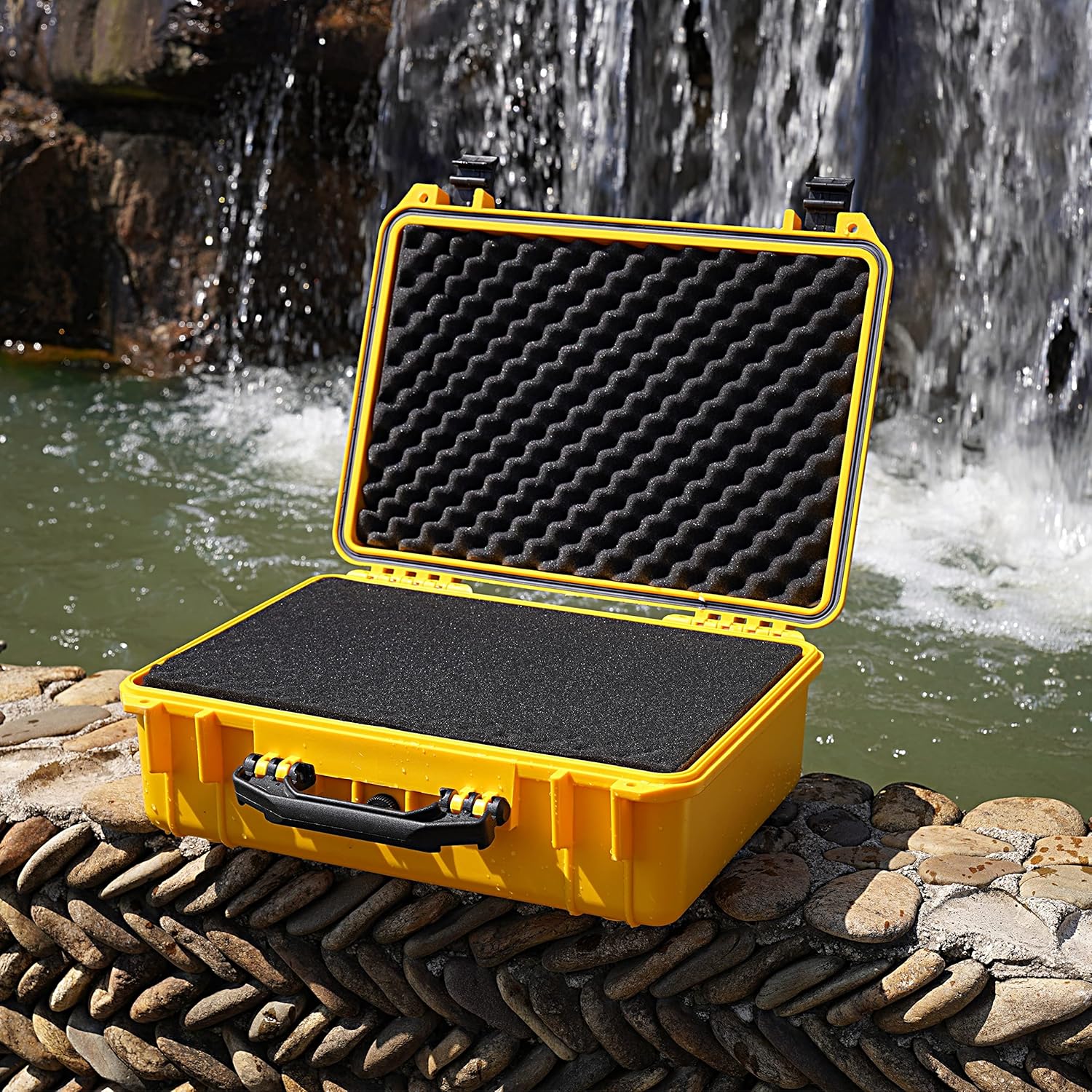 MEIJIA Portable Waterproof Hard Camera Case, Dry Case with Customizable Fit Foam, Protection for camera, drones,telescopes,18.5 x14.06x6.93inches(Yellow) - Image 2