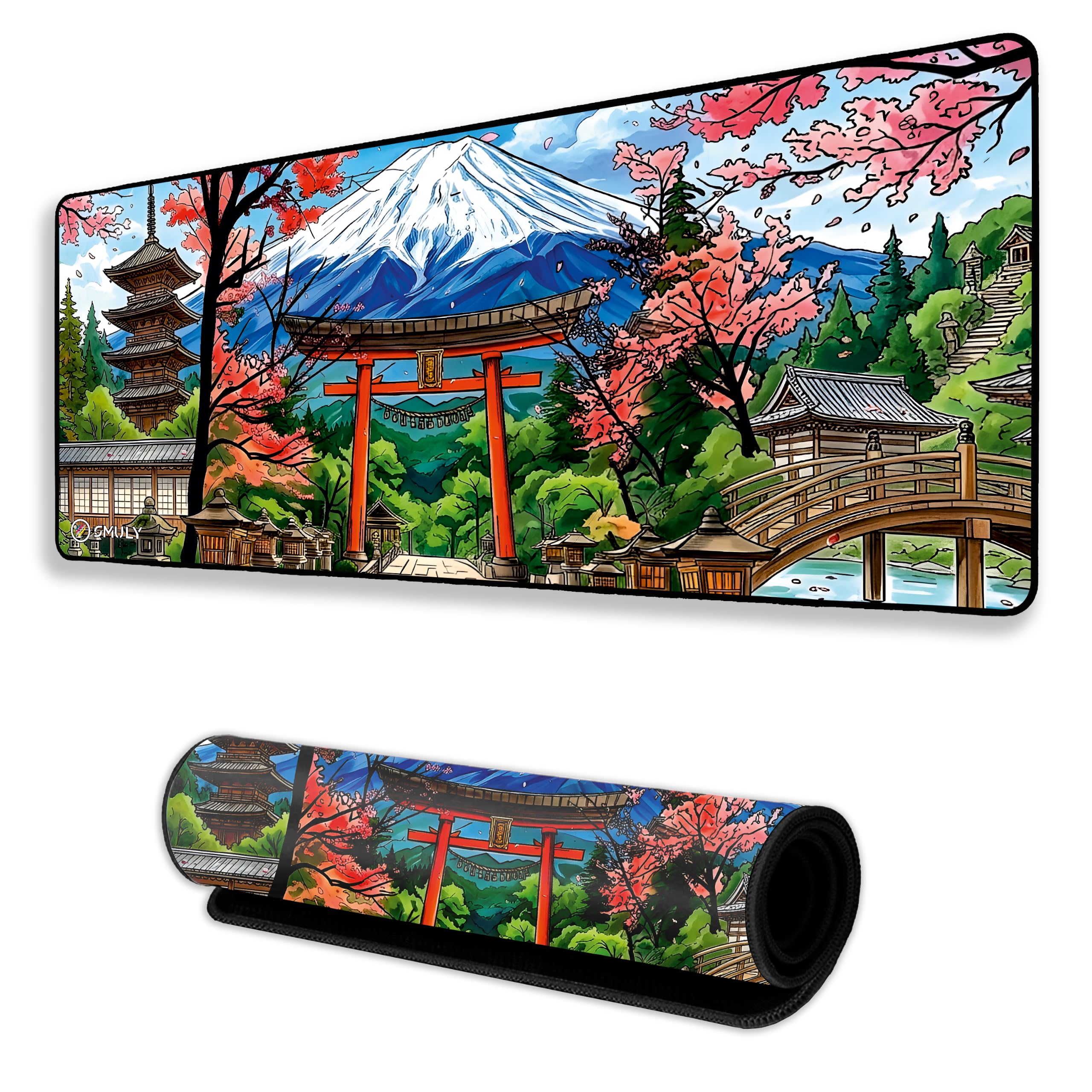 Japanese Mountain Inspired Large Desk Mat, Extended Mouse Pad 58.5x28cm, Desk Pad, Washable Mousepad, 2mm Thick Non-Slip Rubber Base, Stitched Edges for Office, Home & Workstation (Multicolour)-picture-22