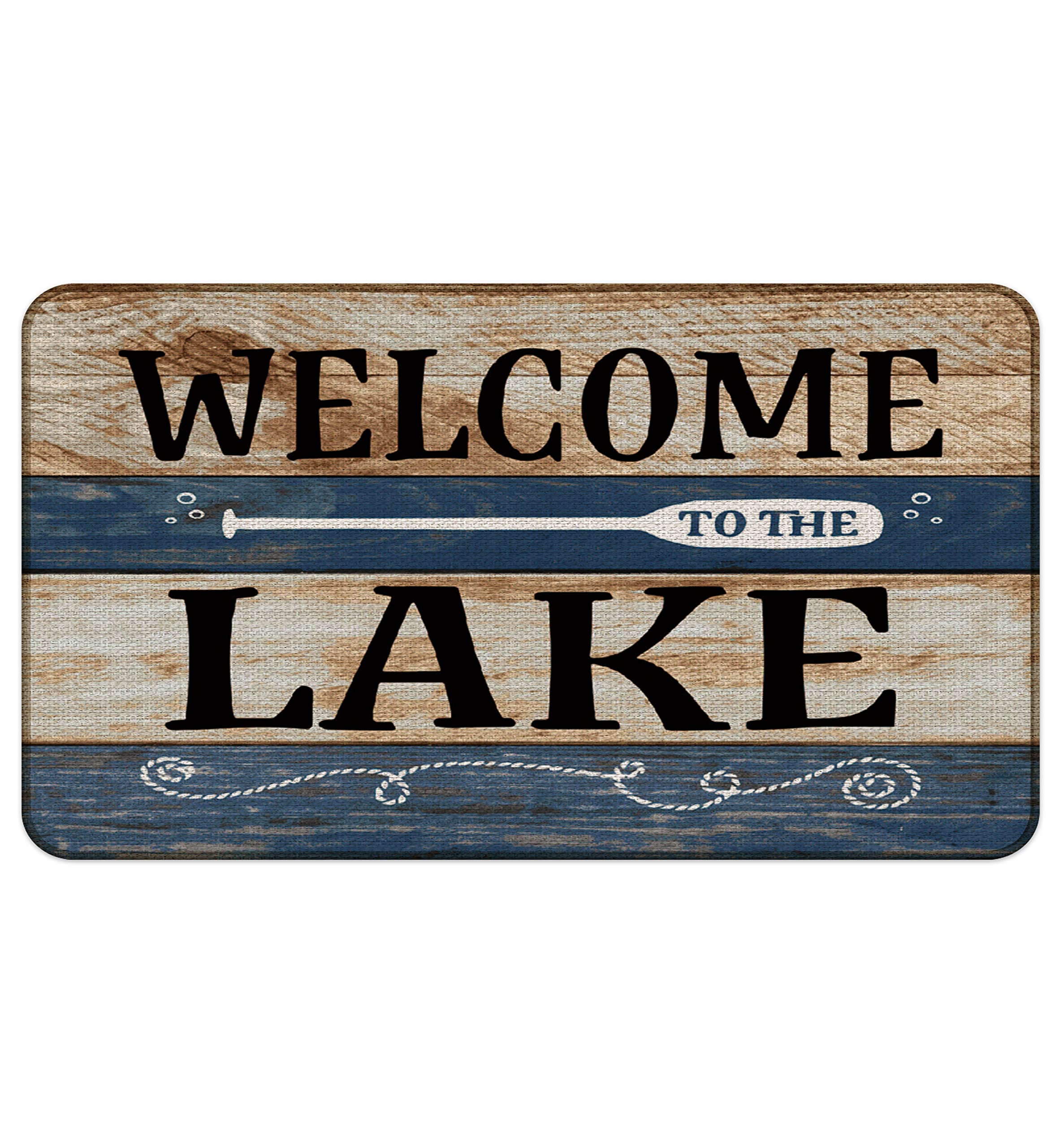 Welcome to The Lake Decorative Indoor Outdoor Doormat, New House Front Door Mat 17 x 30 Inch for Lake Home Room Entrance, Lake Porch Mat, Lake Themed Room Decor Doormat, Lake Paddle Decor Mat
