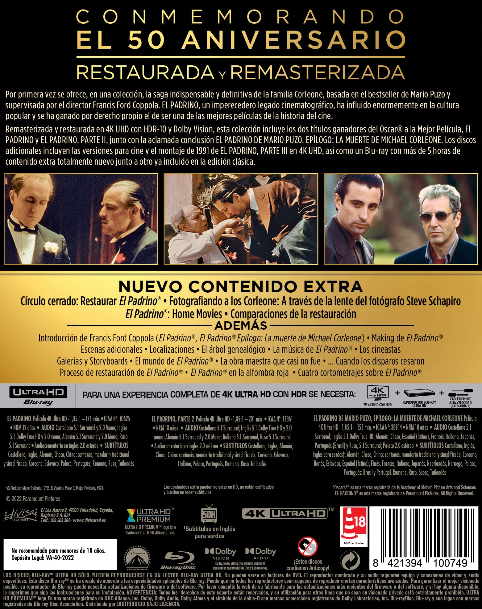 El Padrino (The Godfather) - Trilogia 50 Aniversario (4K UHD + Blu-ray)