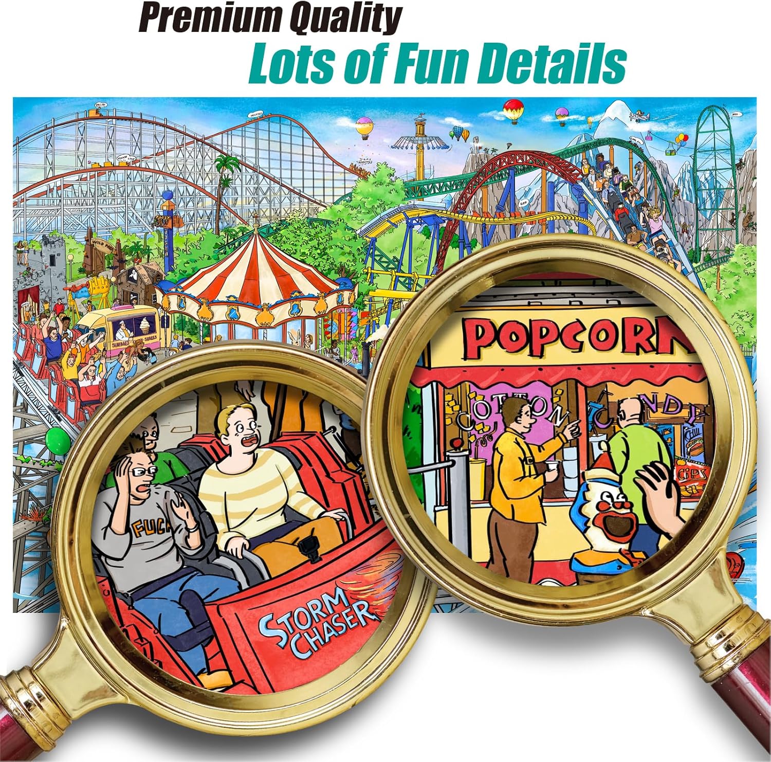 Antelope 2 in 1 1000 Piece Puzzle Bundle - Drive in Movie & Roller Coaster Jigsaw Puzzles