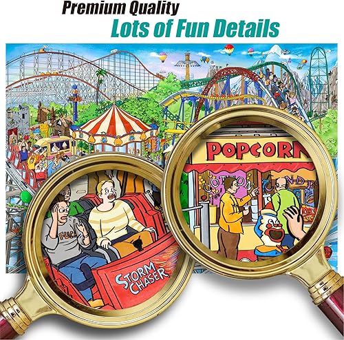 Miniatura 7 de Antelope Paquete de rompecabezas 2 en 1 de 1000 piezas, Drive in Movie, paquete de rompecabezas de 1000 piezas con montaña rusa, rompecabezas de