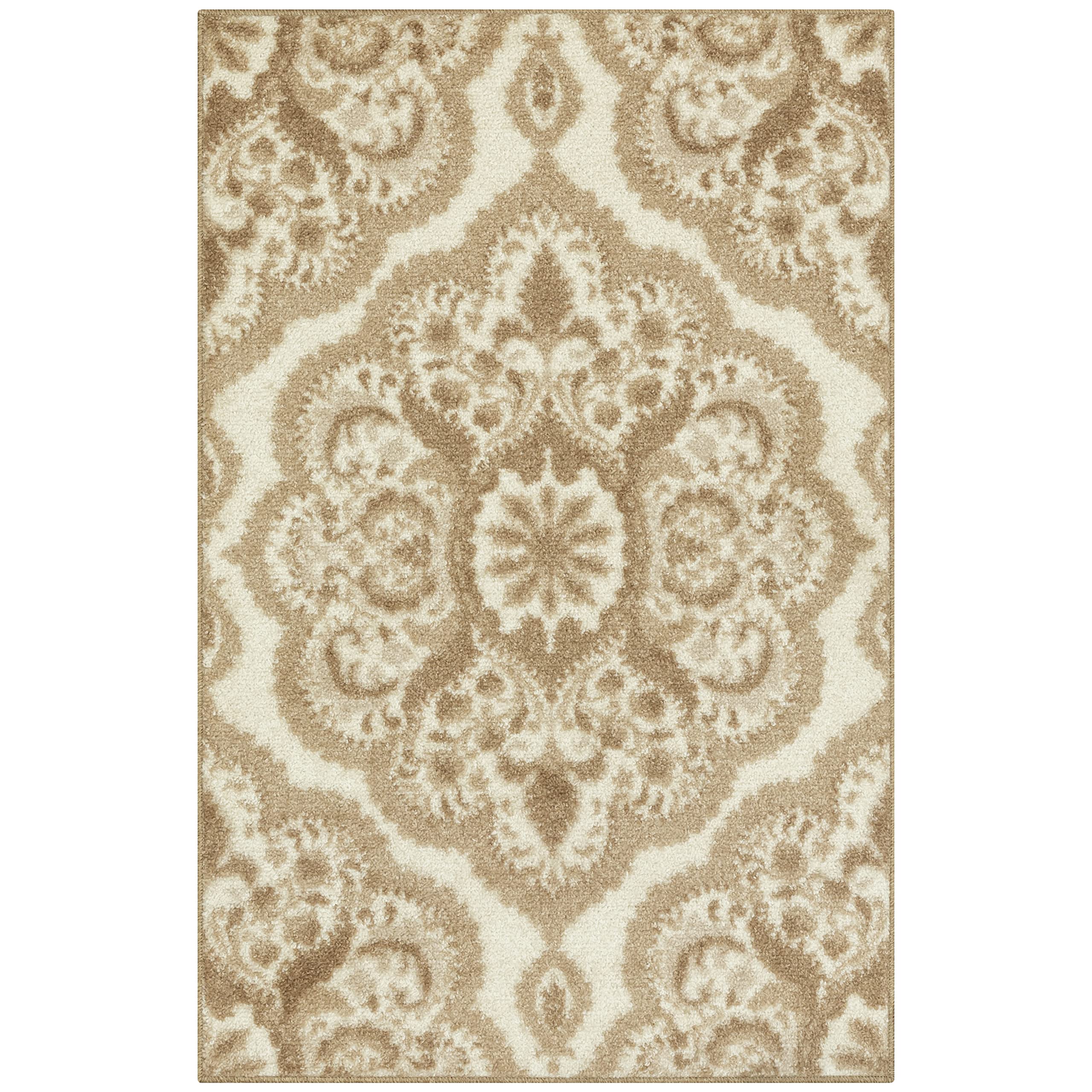 Maples Rugs Vivian Medallion Kitchen Rugs Non Skid Accent Area Carpet [Made in USA], 2'6" x 3'10", Neutral