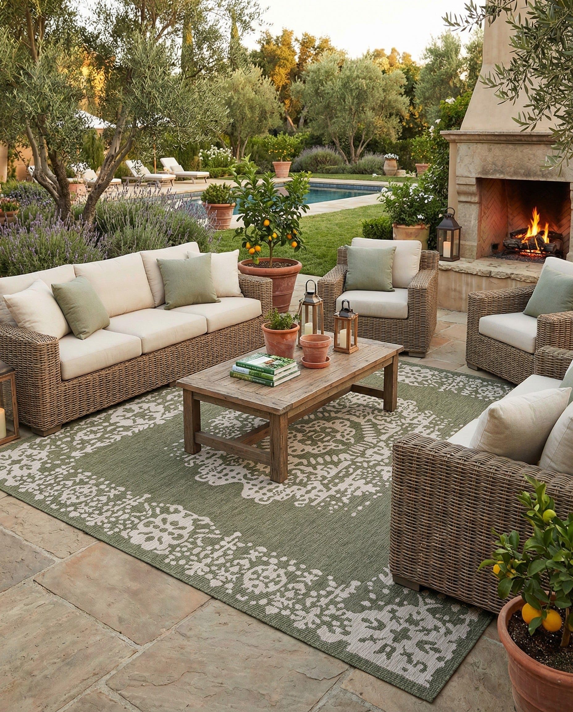 Rugs.com Outdoor Traditional Rug 12 Ft Square Green