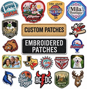 Custom Embroidered Patches, Personalized Patches with Logo, Text, Image, 2" to 11" Custom Iron On, Sew On, Hook and Loop Backing for Hats, Jackets, Backpacks, Uniforms