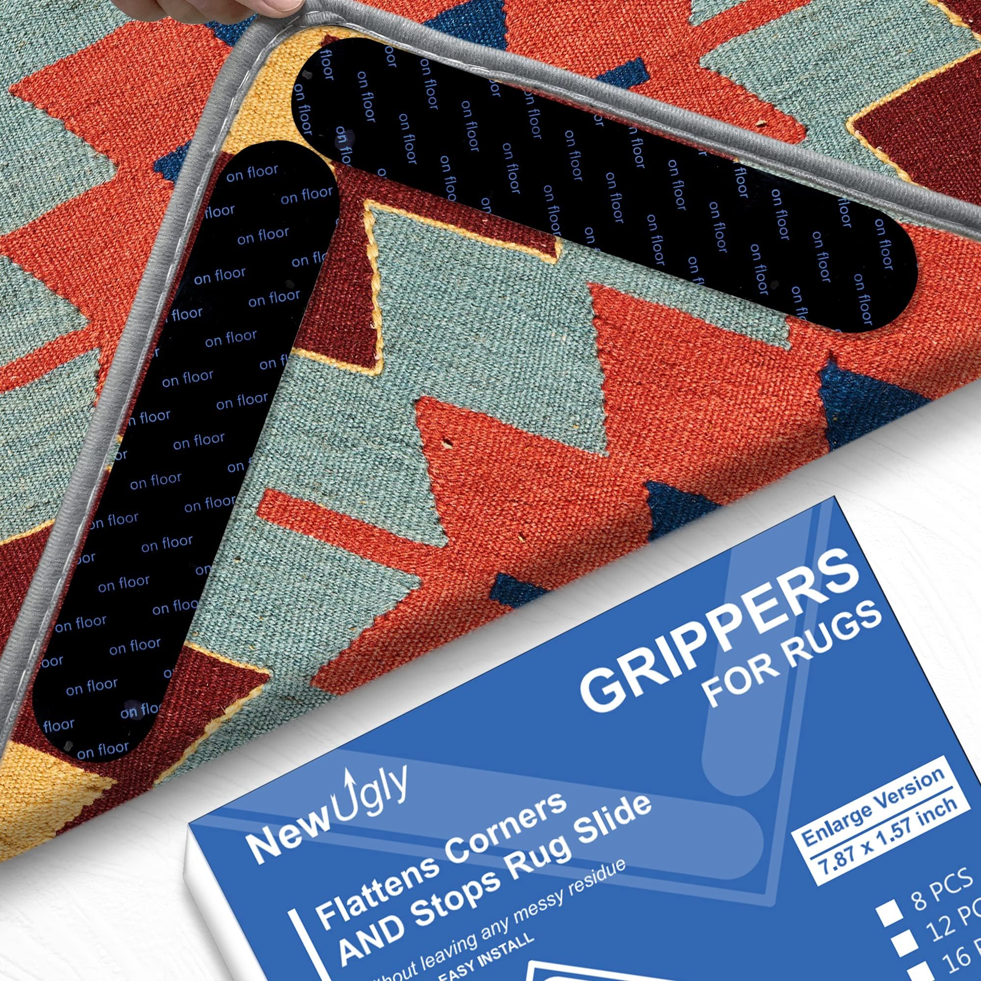 NeverCurl Rug Grippers - Anti Curl Corner Grippers for Laminate, Wooden ...