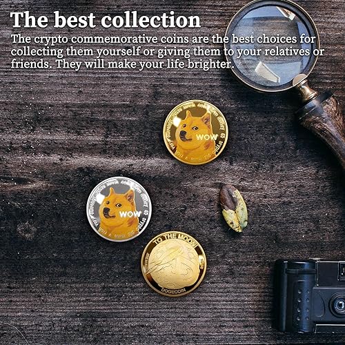 Miniatura 7 de Colección de monedas Dogecoin, moneda virtual de perrito, moneda Shiba Inu chapada en oro y plata conmemorativa Ccoin