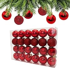 Aitodos Christmas Baubles Set of 24, 5 cm, Red Ideal for Christmas Tree Decoration, Holidays, Indoor and Outdoor, Merry Christmas