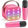YLL Mini Children's Karaoke Machine with 2 Microphones, Karaoke Gifts for Girls Age 3 4 5 6 7 8 9 10 12 + Years Old 4-12 Years Old Birthday Toy Easter Gift for Girls Boys (Hotpink)