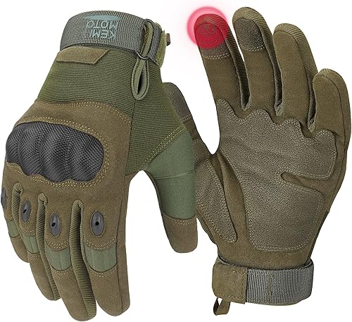Vista 8 de KEMIMOTO - Guantes tácticos para hombres, guantes de motocicleta aptos para pantalla táctil con carcasa dura y acolchado de palma para deportes