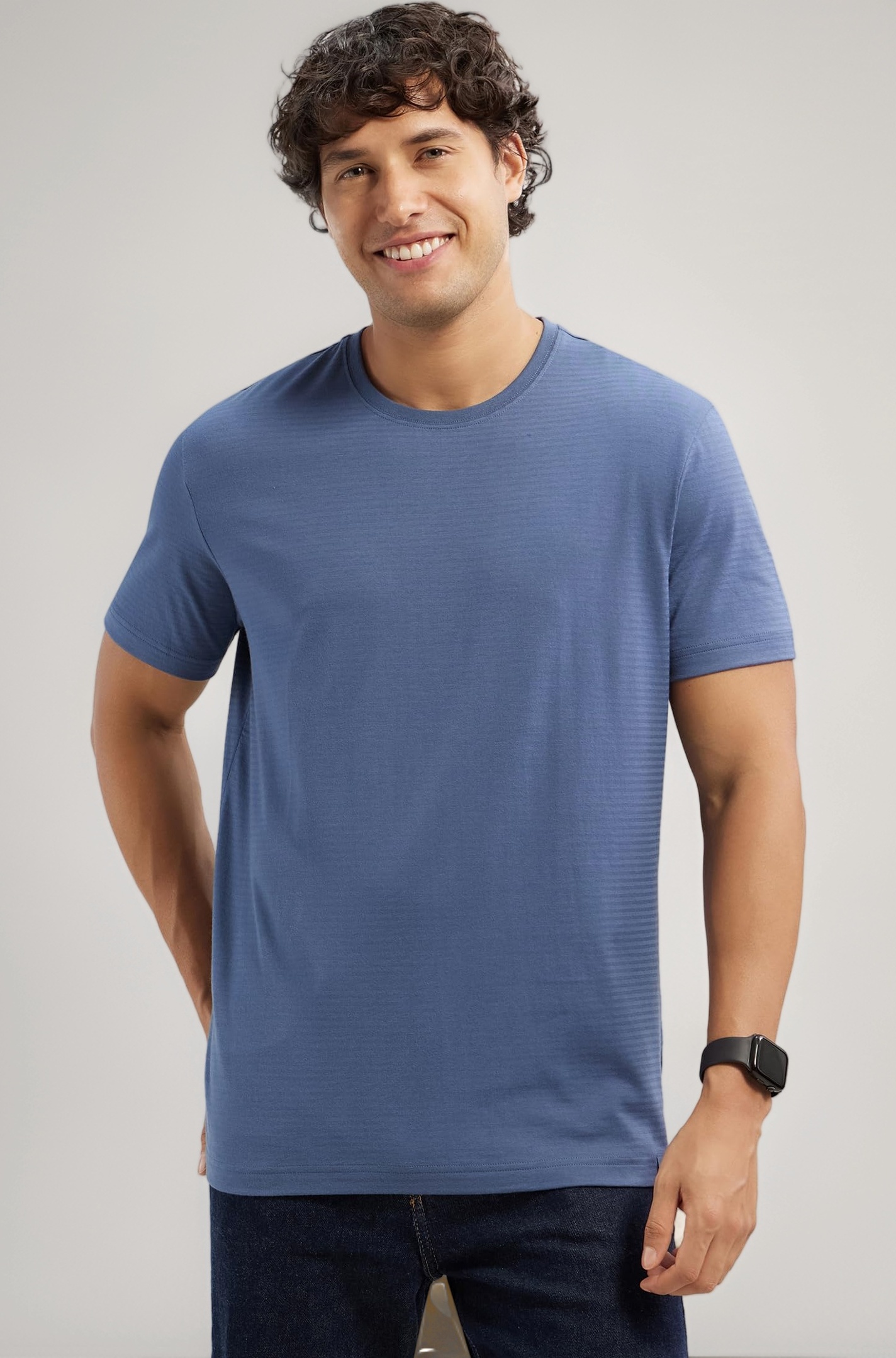 IM21 Men's Super Combed Supima Cotton Solid Regular Fit Round Neck Half Sleeve T-Shirt