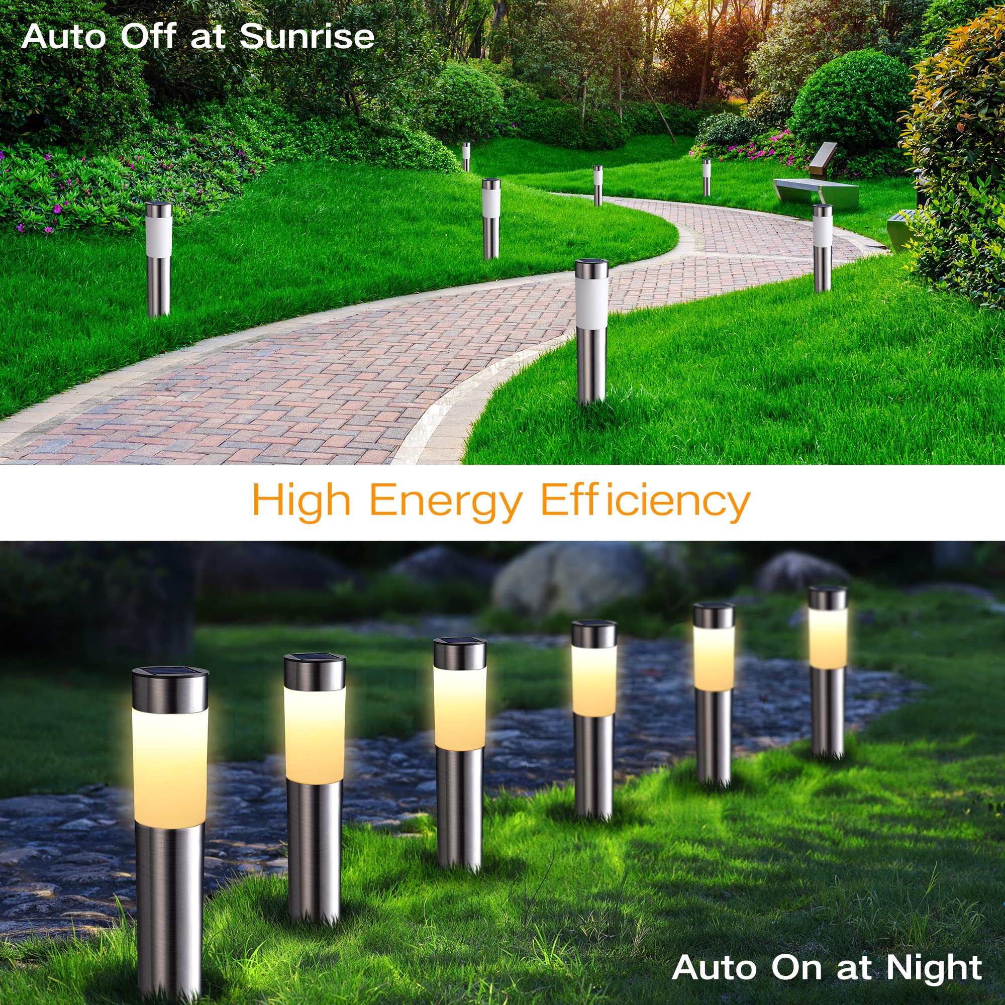Joomer Luci Solari del Giardino, 4 PZ LED Bianco Caldo Luci Solari per il Giardino, Impermeabile Automatico Luci Solari Esterno, per l'iarda, Paesaggio, Prato, Patio, Percorso e Strada Privata