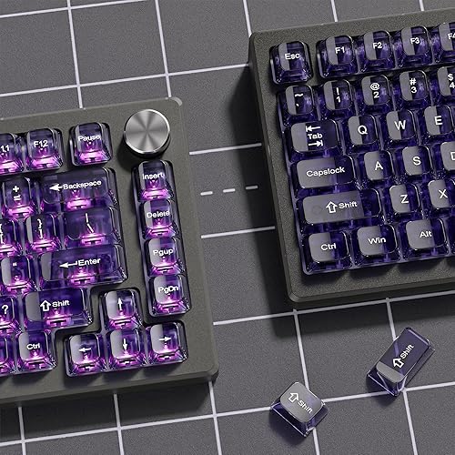 Miniatura 4 de dagaladoo Teclas transparentes moradas, teclas transparentes de 60, 75, 100 por ciento, juego de teclas de cristal, estilo de cerámica, estilo de