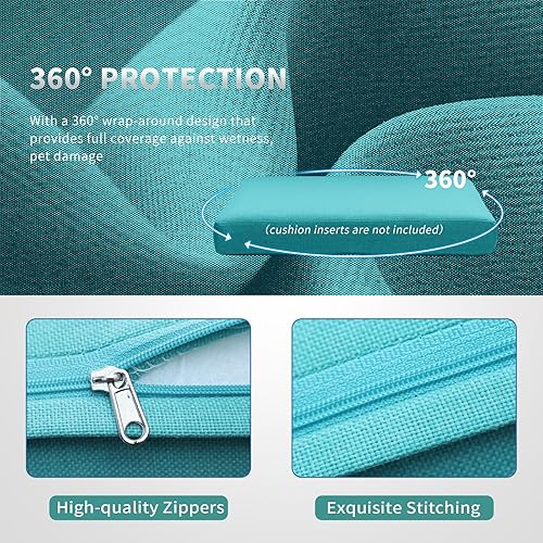 Miniatura 4 de NICESOUL Fundas de cojín de asiento de sofá para exteriores, 27 x 27 pulgadas, color gris claro, repuesto de funda de cojín para patio, respetuosa