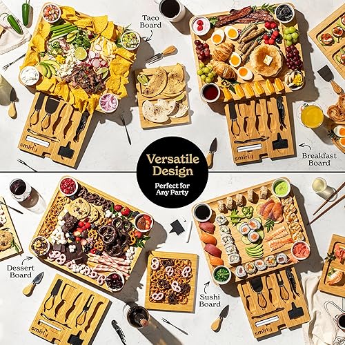 Miniatura 4 de SMIRLY - Juego de regalo de tablas de charcutería Juego de tablas de bambú para charcutería o queso, regalos únicos para mujer de Navidad,