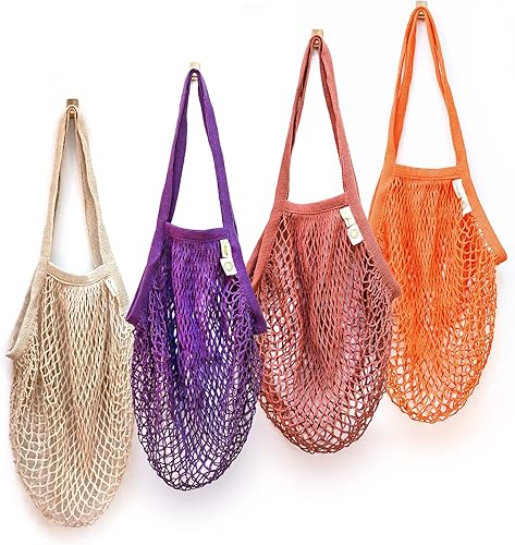 Bolsas de red reutilizables para productos comestibles, lavables, bolsas de malla para verduras, paquete de 4 unidades, bolsa de mercado de malla de