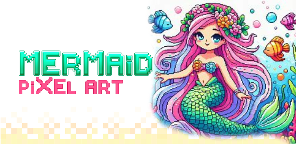 Mermaid Pixel Art - Paint by Number, Sandbox Coloring Book