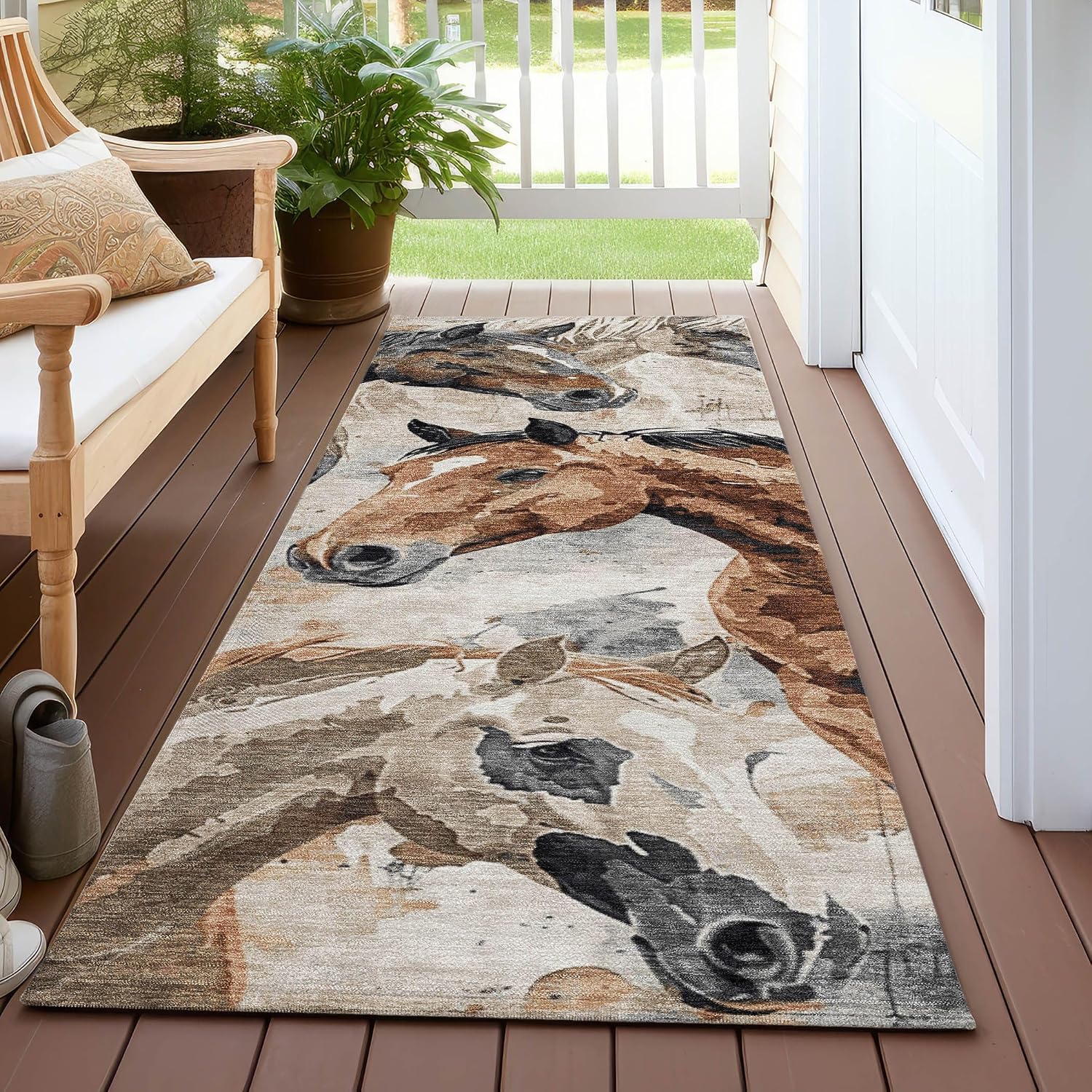 Addison Rugs Chantille ACN1720 Beige 2'3" x 7'6" Indoor/Outdoor, Machine Washable, Easy Clean, Non Shedding, Bedroom, Living Room, Dining Room, Kitchen, Patio Runner Rug