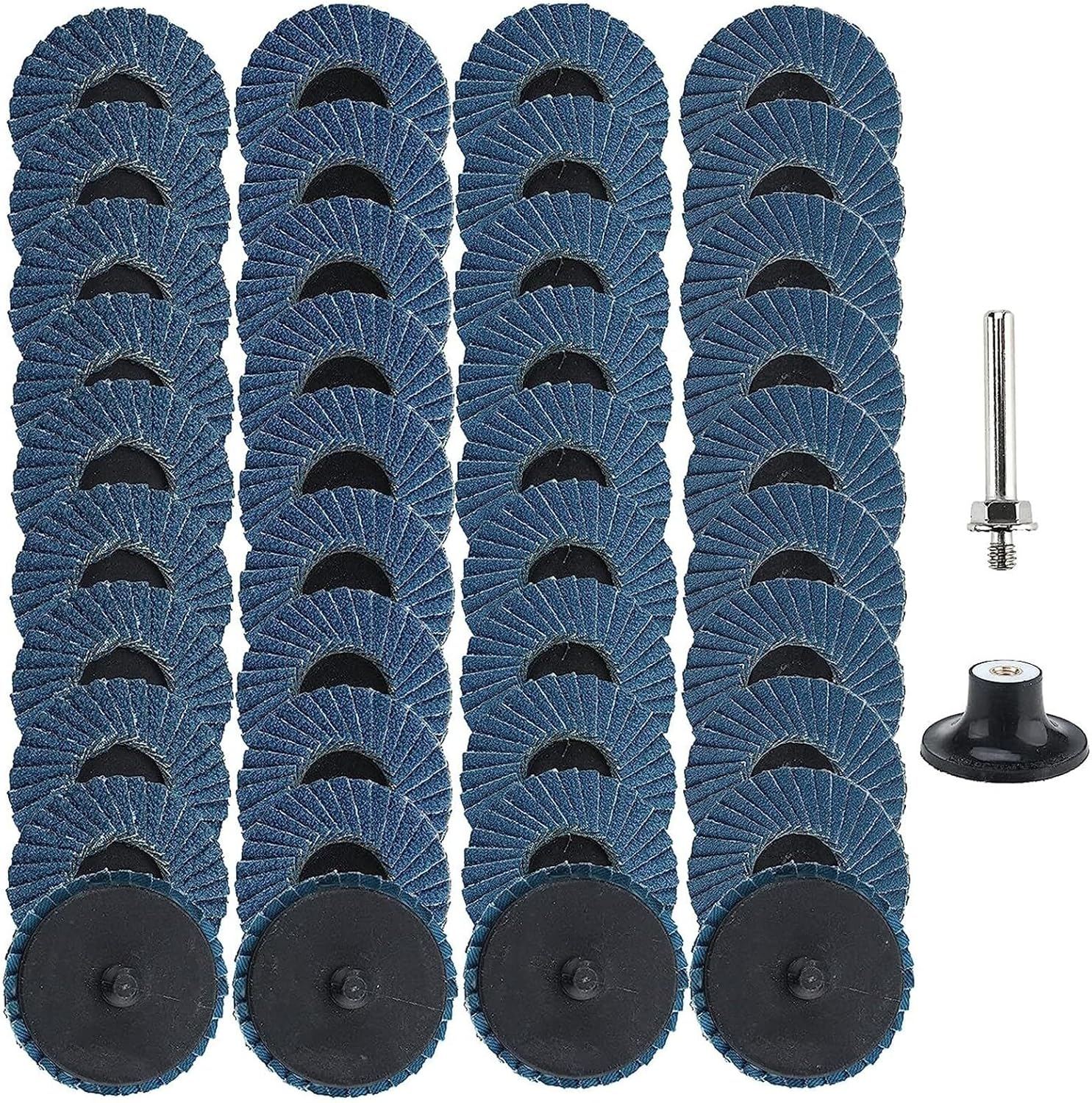 40pcs 2 Inch Quick Change Roll Lock Flap Disc 40/60/ 80/120 Grit Sanding Disc with Pad Holder Conditioning Disc for Die Grinder