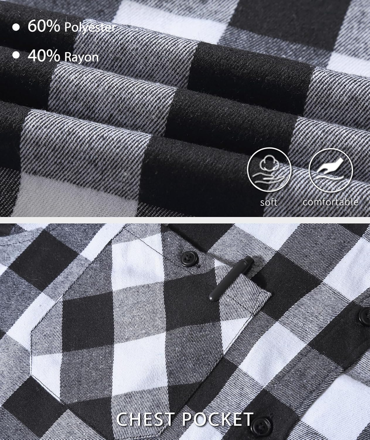 Men's Flannel Shirt Plaid Hoodie Fall Casual Button Down Shirt Jackets Long Sleeve Stylish Hooded with Pocket - Image 4