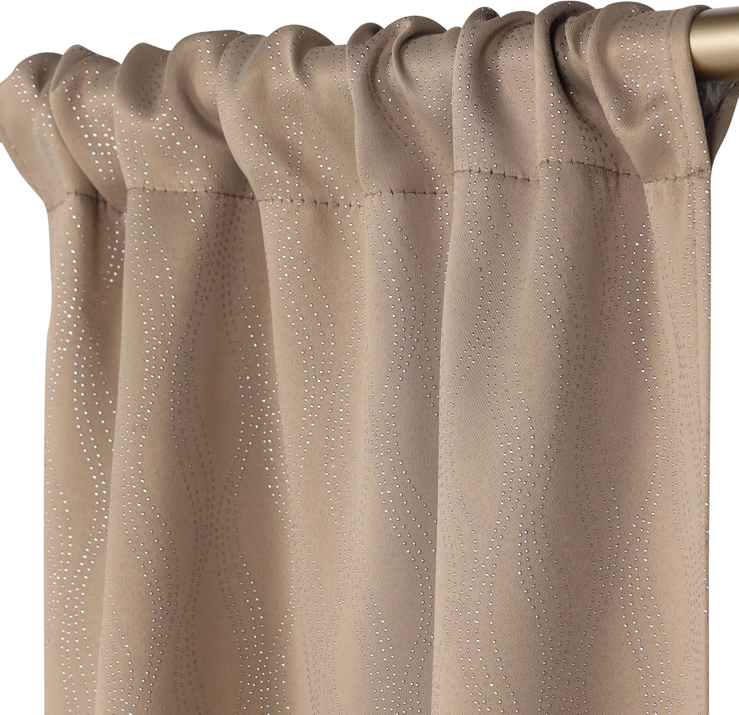Superior Blackout Curtains, Modern Classic Light Blocking Curtain, Window Accent for Bedroom, Living Room Darkening, Rod Pocket Header, Zuri Collection, Set of 2 Panels, 26" x 63", Tan
