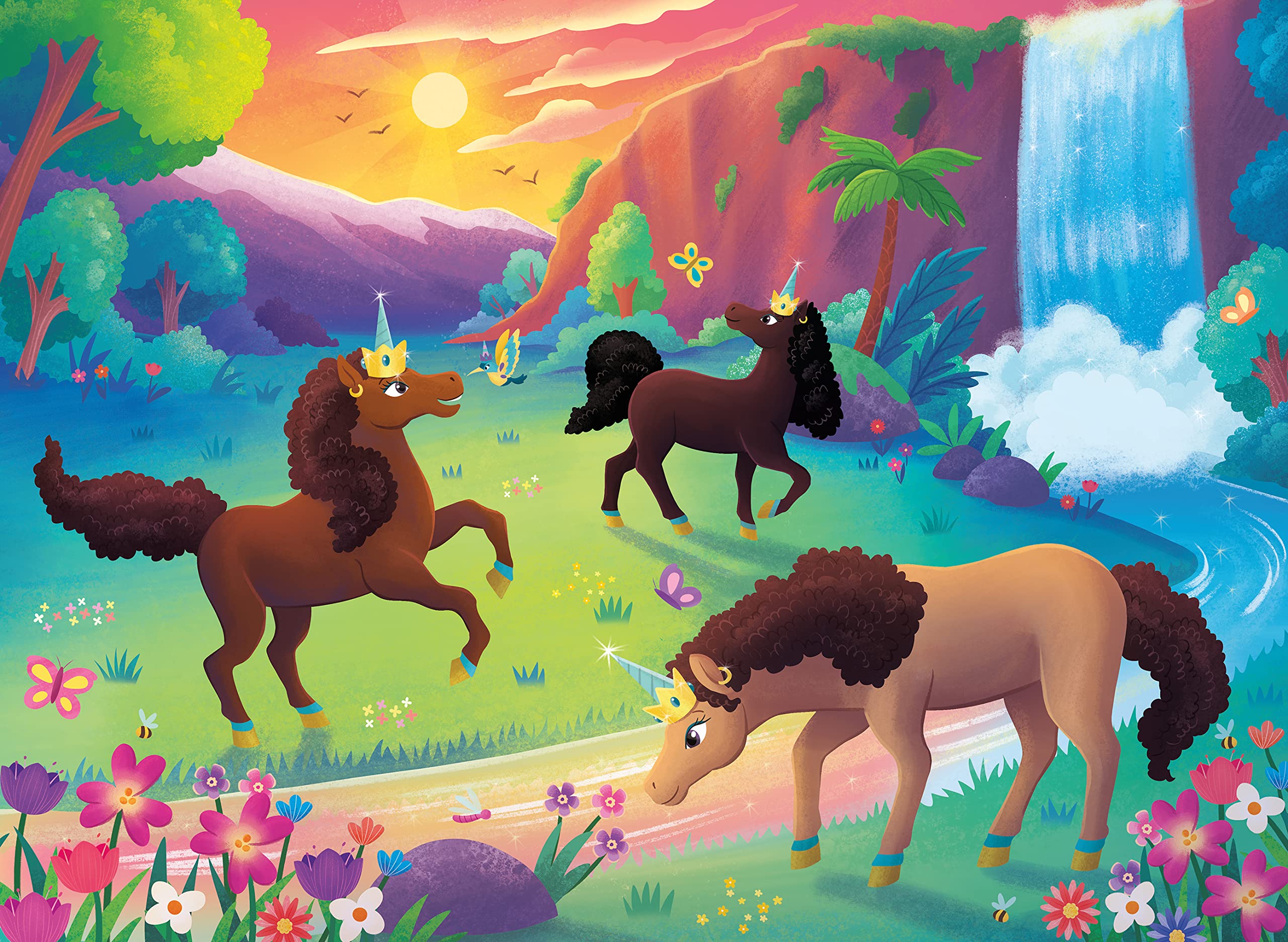 CeacoApril Showers - Afro Unicorn - Awesome - 200 Piece Jigsaw Puzzle