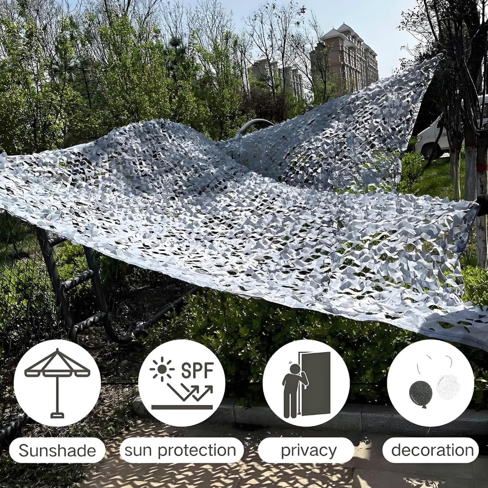 Tarnnetz Jagd Camouflage Netz Sonnensegel für 2x3m 3x4m 4x6m 10x10m Camping Tarnung Net für 210D Outdoor Militär Sichtschutz Garten Thema Dekoration Militär Grade Camouflage Netz 4x7m Grau