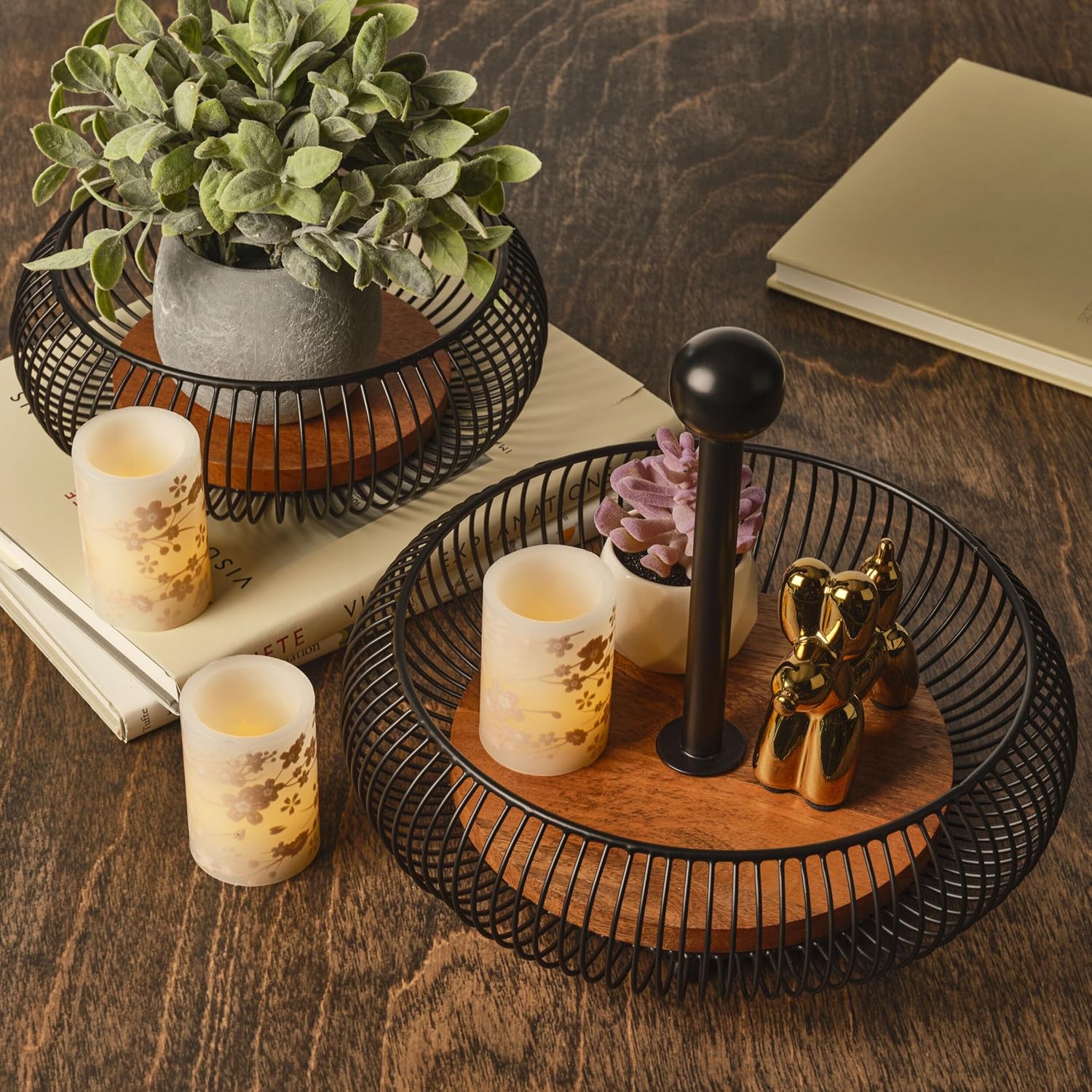 Gourmet Basics by Mikasa Westfield Fruit Kitchen Bathroom Storage Basket, 2 Tier