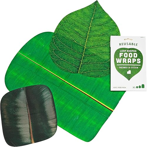 Suck UK | Envolturas de cera de abeja en forma de hoja | Envoltura de cera de abeja ecológica | Almacenamiento de alimentos reutilizable |