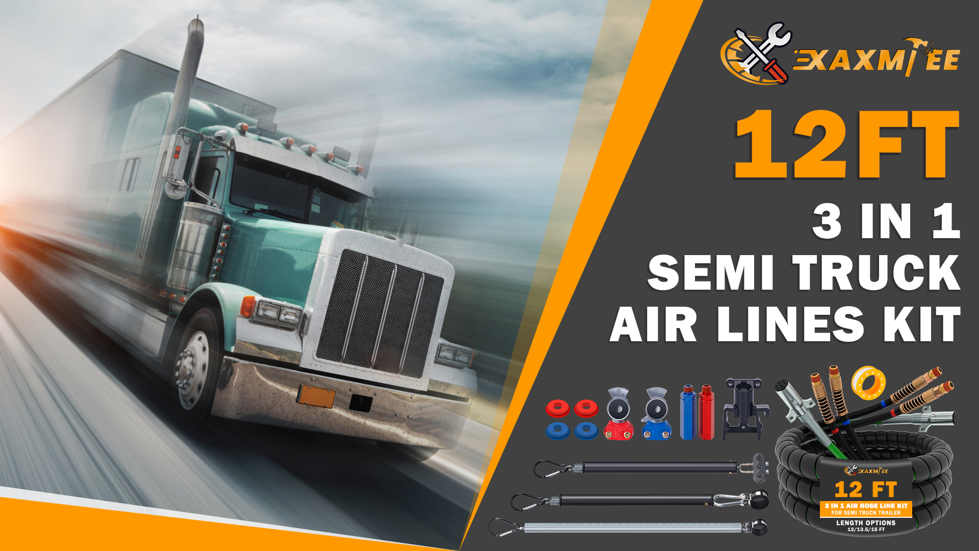 バトン hand to hand Amazon.com: XaXmTee 12 FT Semi Truck Air Lines Kit with 3