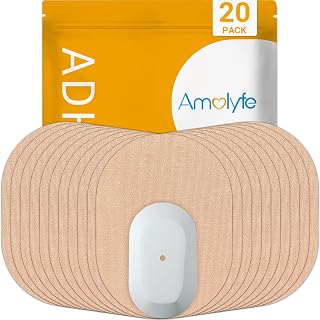 Waterproof Dexcom G6 Adhesive Patches – 20 pcs Dexcom G6 Overpatches + 1 pc Reusable Cap Prevent Compression Lows, up to 10 Days Long-Lasting Medical Adhesive (Beige)