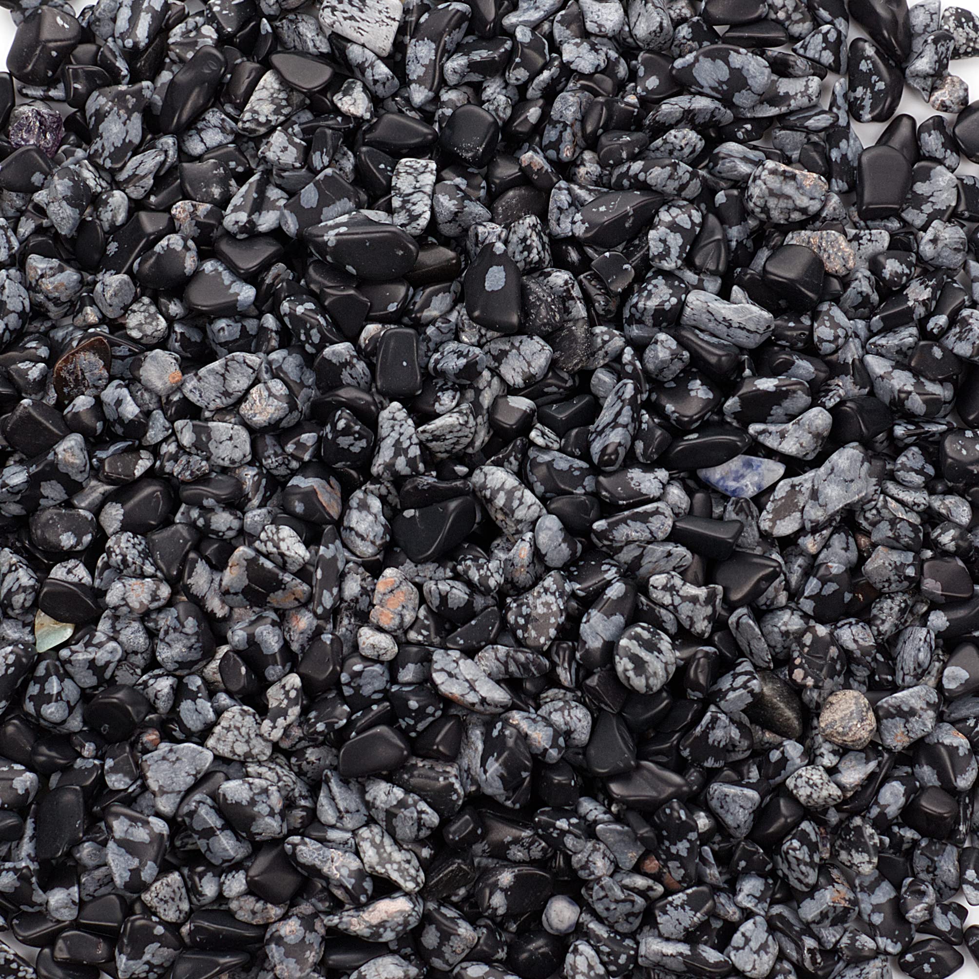 Cherry Tree Collection 1/2 Pound Polished Tumbled Gemstone Chips, Pebbles, Crystal Chips Bulk for Jewelry Making, Healing, Plants, Succulents, Aquariums, Decoration, Chakra (Snowflake Obsidian)